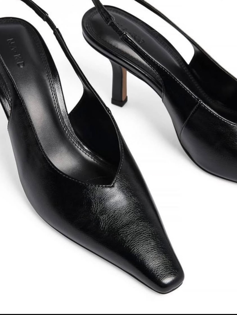 Sleek Black Pointed-Toe Slingback Heels Size 39